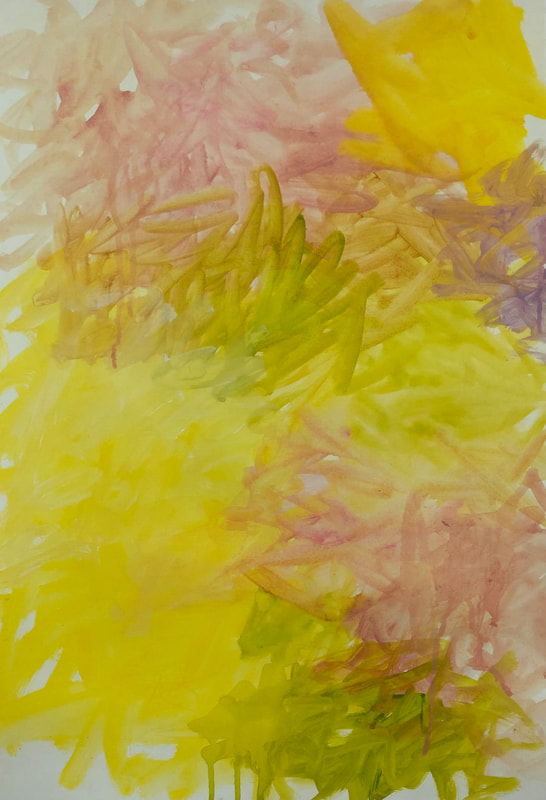 Yellow abstract painting by Melinda Blair Paterson 2022