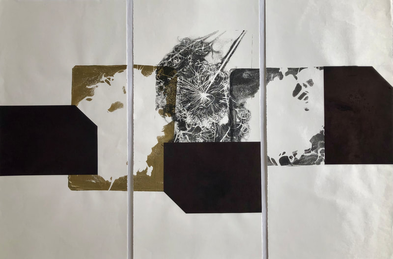 landscape monoprint triptych by Melinda Blair Paterson